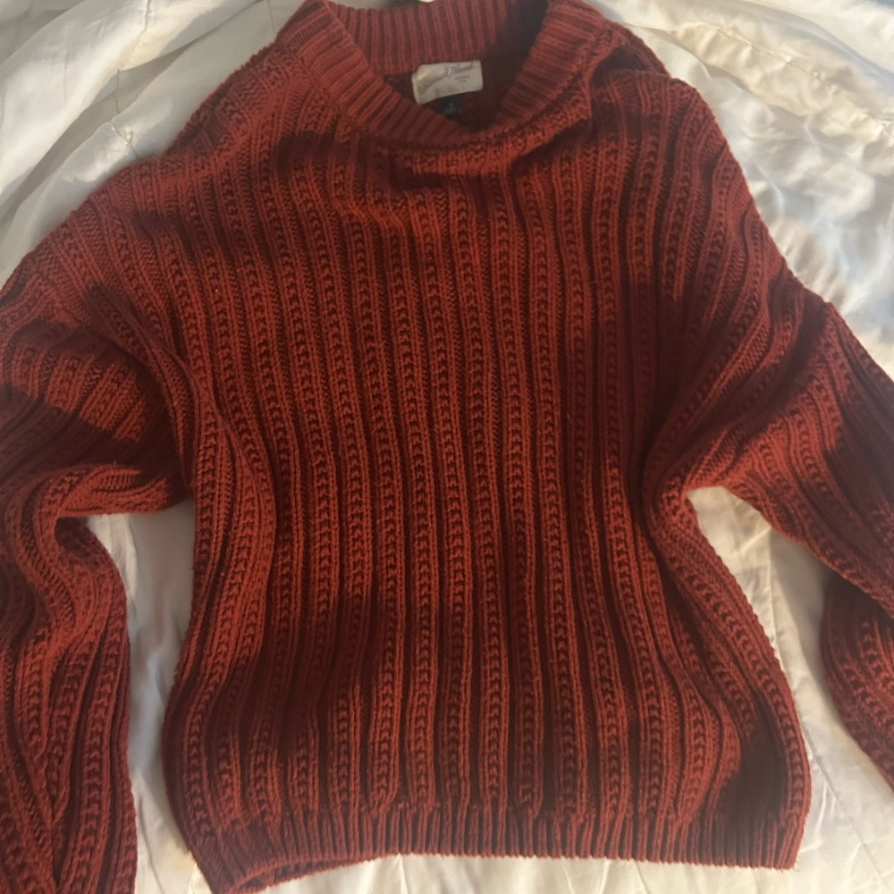 Universal Thread Ribbed Cowl Neck Sweater - Rust